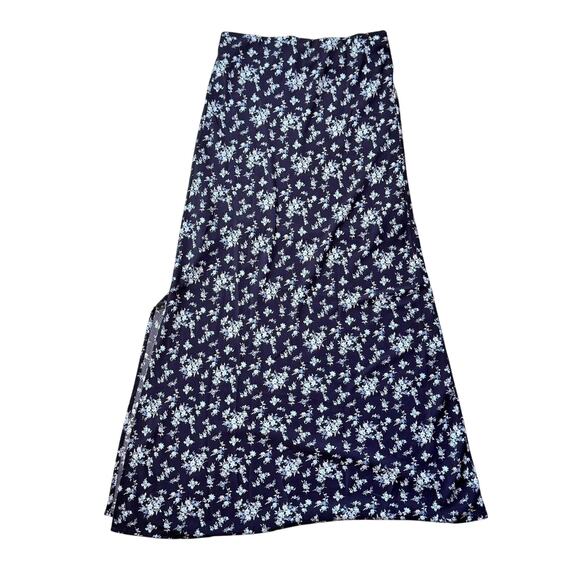 Altar'd State Blue Floral A-Line Maxi Skirt Side Slit Pull-On Women's Medium - Picture 1 of 8